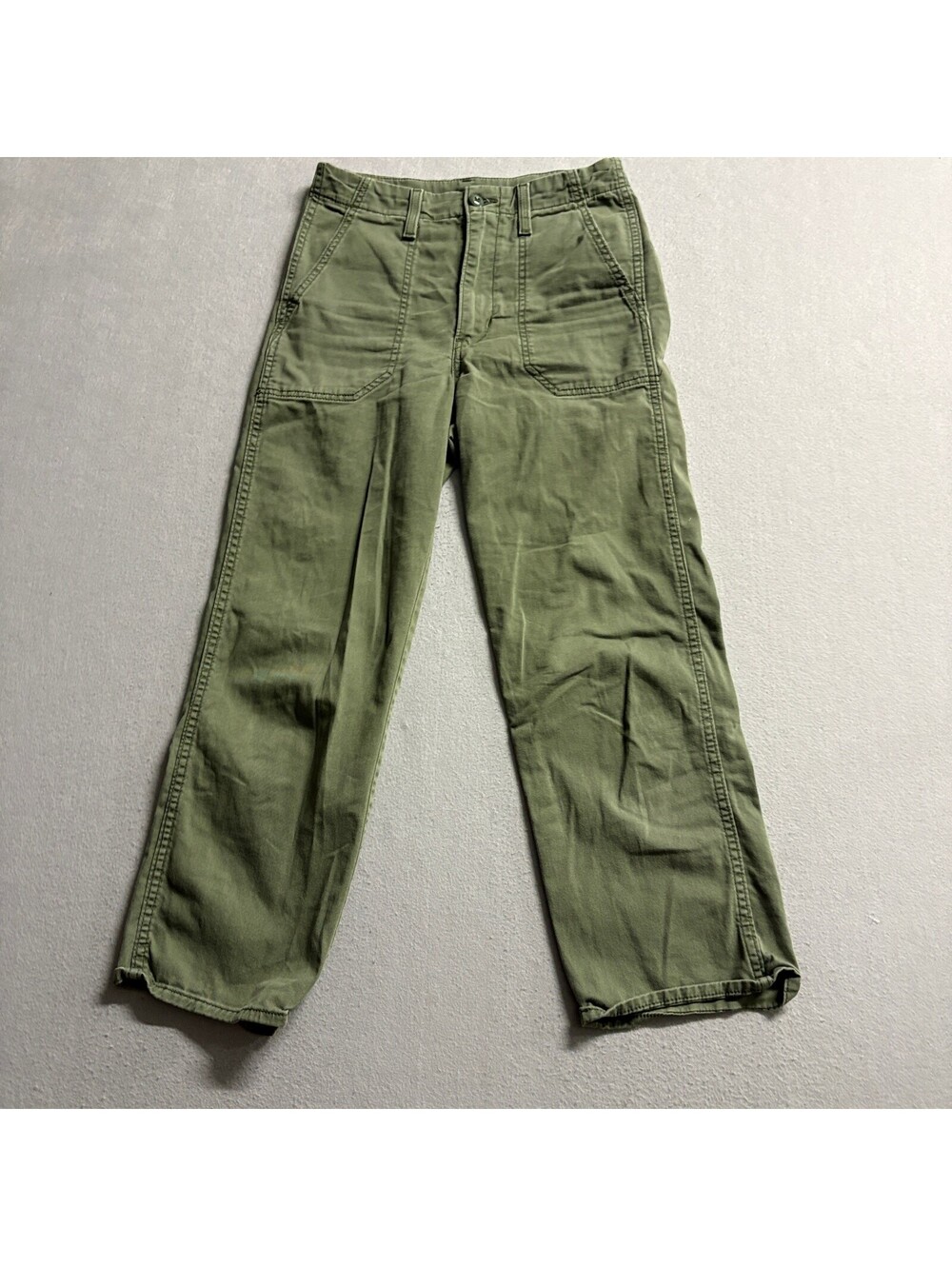 Levis Utility Pants Womens 25 Green Cotton Twill Straight Leg Cargo Carpenter